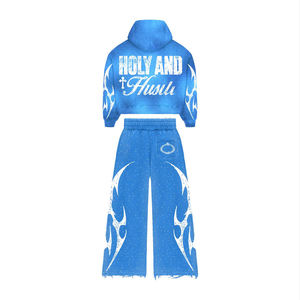 Nuevo Diseño de Ropa Deportiva de Algodón, Sudadera con Capucha de Diseño en Blanco, Conjunto de 2 Piezas, Sudadera y Pantalones Jogger para Hombre, Chándales Personalizados para Hombre, Pantalones Acampanados - Product Image 4