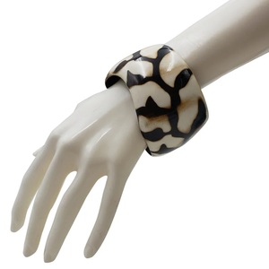 Resin Cuff Bangle <b>Bracelet</b> Ivory Color Resin With Multi Gemstone Bangle <b>Stacking</b> Handmade - Product Image 1