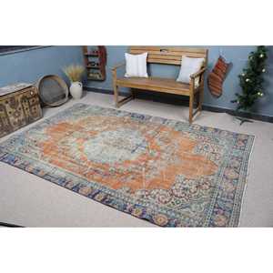 Tapis turc vintage 5,4x9,2 pi (166x279 cm), tapis persan en laine orange - Product Image 1