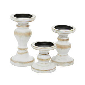 Elegant Wooden Tabletop Candlestick <b>Set</b> with White Finished Perfect for Home Hotel and Restaurant Decor <b>Set</b> Of 3 Decent Tools - Product Image 4