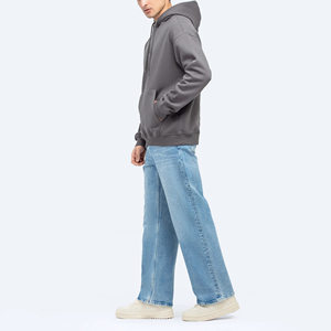 Sudadera con capucha lisa de peso pesado de mezcla de algodón para hombre, jersey de forro polar básico personalizado de fabricante OEM - Product Image 5