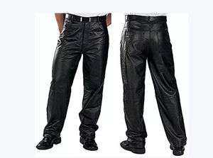 Pantalon empilable en cuir PU avec logo imprimé personnalisé pour hommes mode de rue noire Faux pantalon en cuir d'automne et d'hiver pour hommes - Product Image 2