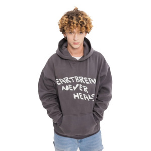 Qualité supérieure Hommes Gris Épaule tombante 3D Foam Puff Imprimé Pull Hoodies À Vendre En Vrac Respirant Logo Personnalisé Hoodies - Product Image 2