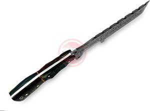Cuchillo rastreador de acero de Damasco hecho a mano con mango de madera cuchillo táctico para exteriores - Product Image 6