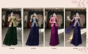 ชุดเดรสผ้าไหมแจ็คการ์ดจากนักออกแบบผ้าแจ็คการ์ดผ้าจอร์เจียเทียมแบบใหม่ชุดงานปัก - Product Image 2