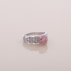 IGI Certified Round Cut Pink Lab Grown Diamond Vintage Infinity Engagement-Wedding Ring in <b>Solid</b> 925 Sterling <b>Silver</b> - Product Image 5
