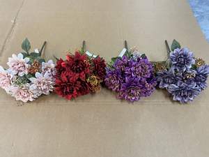 Grosir bunga buatan Faux hitam <span class=keywords><strong>Dahlia</strong></span> kalung buket 47CM ZR3542 <span class=keywords><strong>Dahlia</strong></span> bunga palsu - Product Image 5