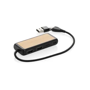Hub USB Sostenible de Bambú Reciclado para Promociones - Product Image 1