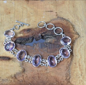 Pulsera de Plata de Ley 925 para mujer, regalo de Navidad, pulsera de amatista facetada, pulsera de piedras preciosas cortadas, regalo de boda para novia - Product Image 5
