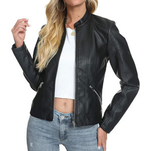 Chaqueta de piel de oveja auténtica a la moda para mujer, hermoso logotipo personalizado bordado, chaqueta de cuero genuino transpirable para mujer - Product Image 1