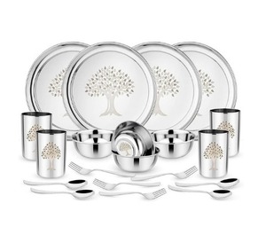 Vente flash : Service de table en acier inoxydable 20 pièces avec motif végétal, couverts, assiettes, vaisselle, ensemble de 20 pièces - Product Image 6