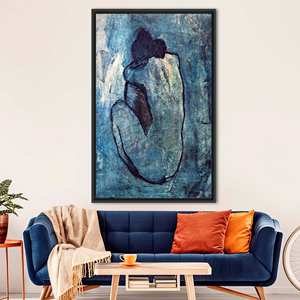 Toile imprimée à plat : Le nu bleu de Picasso - Art érotique élégant, encadré noir - Product Image 1