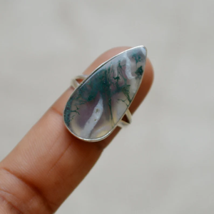 Pera verde ágata 925 banda dividida de plata esterlina declaración delicada anillo Unisex joyería de piedras preciosas naturales de alta calidad - Product Image 2