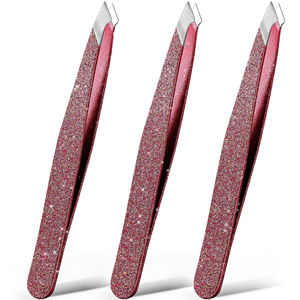 Pinces à épiler pour sourcils de qualité supérieure, 3 pièces, couleur rose, acier inoxydable, pointe pointue - Product Image 1