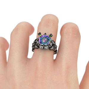 Bague Jeulia en argent sterling noir avec crâne taillé princesse pour anniversaire - Product Image 4