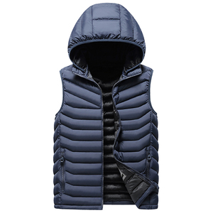 High Quality Men's <b>Hooded</b> Quilted Puffer Vest Thermal Sleeveless <b>Body</b> <b>Warmer</b> Custom Logo Polyester/Nylon Color Blocked Wholesale - Product Image 3