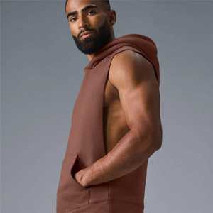 Wholesale Men's <b>Sleeveless</b> <b>Hoodie</b> OEM Fashion Fleece Cotton Pullover with Custom Logo 3D Printed T-shirt for Summer - Product Image 5