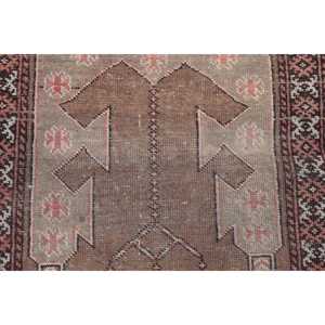 2x3.3 ft Rug, Vintage Turkish Rug, <b>Brown</b> <b>Wool</b> Rug - Product Image 5