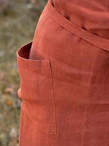 Delantal de babero de lino oxidado Unisex tradicional hecho a mano, Kit de cocina largo elegante para mujeres y hombres, ropa de cocina - Product Image 3