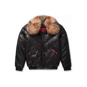 Nueva chaqueta de cuero de piel de fax con cuello de orzuelo marrón de EE. UU. Unisex, chaqueta de cuero de piel de cordero OEM marrón en blanco - Product Image 6