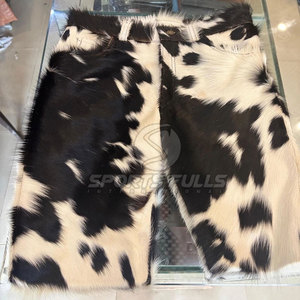 Western Cowboy Casual Hair-on Hide <b>Shorts</b> for <b>Men</b> Real Cowhide <b>Leather</b> Handmade Quick Dry Button Fly Customizable - Product Image 2