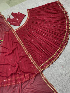 ชุดเดรสผ้าจอร์เจียสำหรับผู้หญิงชุดพื้นเมืองอินเดียและปากีสถานสำหรับงานปาร์ตี้และงานแต่งงาน - Product Image 4