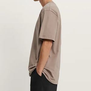 2025 Vintage 250GSM camisetas de gran tamaño para hombre personalizado al por mayor 100% algodón tejido manga corta poliéster/Material de algodón - Product Image 3