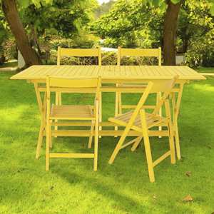 WELL HOME Set di 4 Sedie da Giardino BAS in Legno di Faggio con Finitura Gialla per Arredamento e Decorazioni Casa - Product Image 3