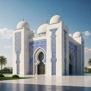 Intérieur de mosquée en marbre blanc, art islamique exquis sculpté à la main, design moderne, taille personnalisable, HAYAT INDUSTRIES - Product Image 2