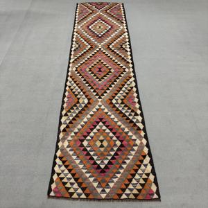 3.2x12.2 ft <b>Rug</b>, <b>Runner</b> Vintage <b>Rug</b>, Orange Kilim Bordered <b>Rug</b> - Product Image 1