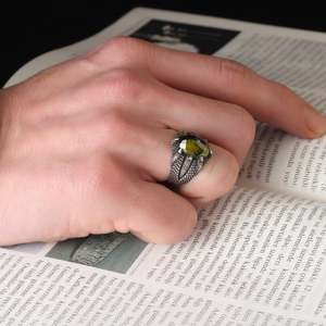 Wholesale Azuris 925 Sterling <b>Silver</b> Ottoman Style Men's <b>Ring</b> Naturel Stone Agate Handmade in Turkey VALKH1159 - Product Image 2