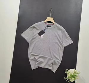 Camiseta de Verano Casual para Hombre, 100% Algodón, Manga Corta, Corte Holgado, Color Sólido Simple, Logotipo Bordado, Camisetas Tejidas - Product Image 3