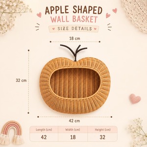 Handmade Natural Rattan Geometric Apple Wall <b>Shelf</b> <b>Storage</b> <b>Basket</b> Modern Eco-Friendly Multi-Purpose Made in Hanoi - Product Image 5
