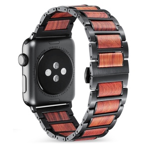 Correa de Madera Natural y Acero Inoxidable para <span class=keywords><strong>Apple</strong></span> <span class=keywords><strong>Watch</strong></span> IWatch Todas las Series Ultra 3 38/40/41/42/44/45/46/49mm - Product Image 3