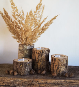 เชิงเทียนไม้สำหรับตกแต่งลวดลายแกะสลักด้วยมืออันเป็นเอกลักษณ์สำหรับบ้านไร่และของตกแต่งโบฮีเมียน - Product Image 3