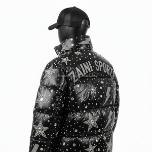 แจ็กเก็ตขนเป็ดแวววาวแบบพรีเมียมของผู้หญิงแจ็กเก็ตขนเป็ดสีดำประดับด้วยหมุดเคลือบเงาวาว380แกรมไนลอนเคลือบเงาวาวสำหรับผู้หญิง - Product Image 5