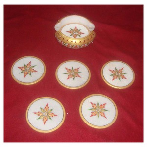 High Quality Marble Inlaid Kitchen <b>Coaster</b> <b>Set</b> for Home Decoration and Kitchen Decorate Item With Glossy - Product Image 1