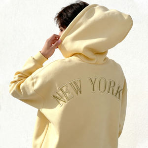 Sweat-shirt à capuche oversize pour femme, style streetwear, épaules tombantes, hiver, coton lourd, molleton, broderie, pull ample - Product Image 3