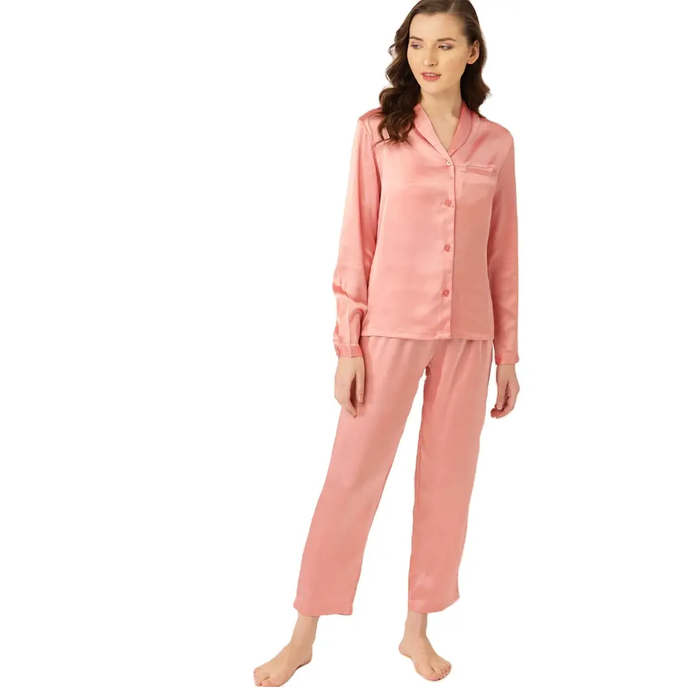 Wholesale Women Two Piece Pajamas Set Silk Nightgowns Women Sleep Robe