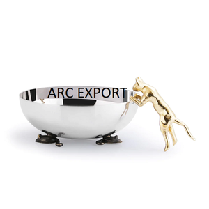 Décoration matérielle en laiton fantaisie avec un bol de service de nourriture d'hôtel et de restaurant de conception de feuille latérale pour des outils d'ustensiles de cuisine - Product Image 5