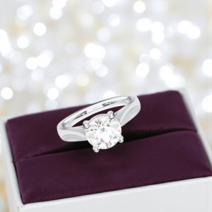 Anillo de compromiso de diamante de corte redondo de moissanita de 1,00 quilates de oro macizo de 10K14K18K hecho a mano en anillos de diamantes - Product Image 4