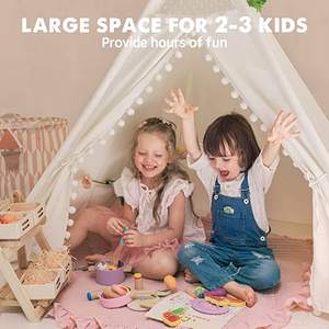 Tenda pieghevole portatile per bambini, in legno morbido, con tasca interna per interni, tenda giocattolo da gioco per interni ed esterni - Product Image 3