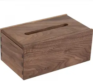 相思木制矩形盖盒办公室家用方形木制乡村纸巾盒低价