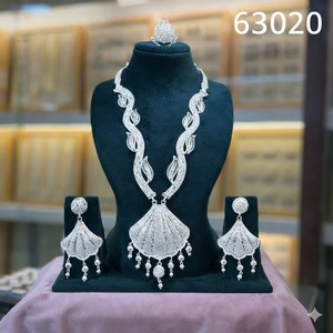 Gold Plated Traditional Floral Necklace Set with <b>Matching</b> Earrings | Indian Bridal Imitation Jewelry Wholesale Model 23247 - Product Image 6