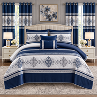 Ensemble de literie imprimé élégant avec rideaux, OEM ODM, ensemble de draps personnalisés, doux, facile d'entretien, marque privée