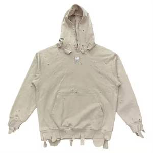 Sudadera con Capucha Lisa de Algodón 100% para Hombre, Sudadera con Capucha Desgastada Estilo Vintage - Product Image 1