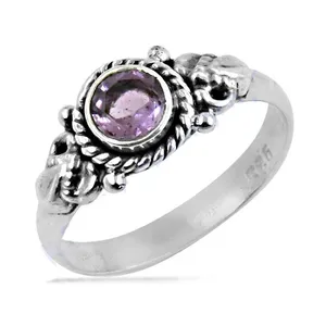 Bague Vintage en Argent 925 Plaqué Argent avec Améthyste pour Femme, Sertissage Clos, Bijou Fin, Motif Floral, Usage Quotidien, Cadeau - Product Image 1