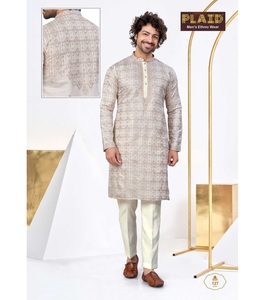 Artisanal Embroidery On Soft Silk Kurta For <b>Men</b> Ideal For <b>Festive</b> And Wedding <b>Wear</b> - Product Image 2