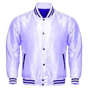 Chaqueta Universitaria de Béisbol Tipo Bomber de Satén para Hombre, Bordada en Blanco, al por Mayor, Personalizada - Product Image 3