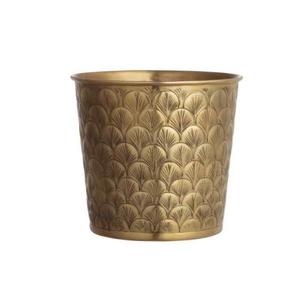 Lot de 2 jardinières en métal doré de forme ronde design nervuré intérieur extérieur décoratif maison balcon jardinière en métal - Product Image 4